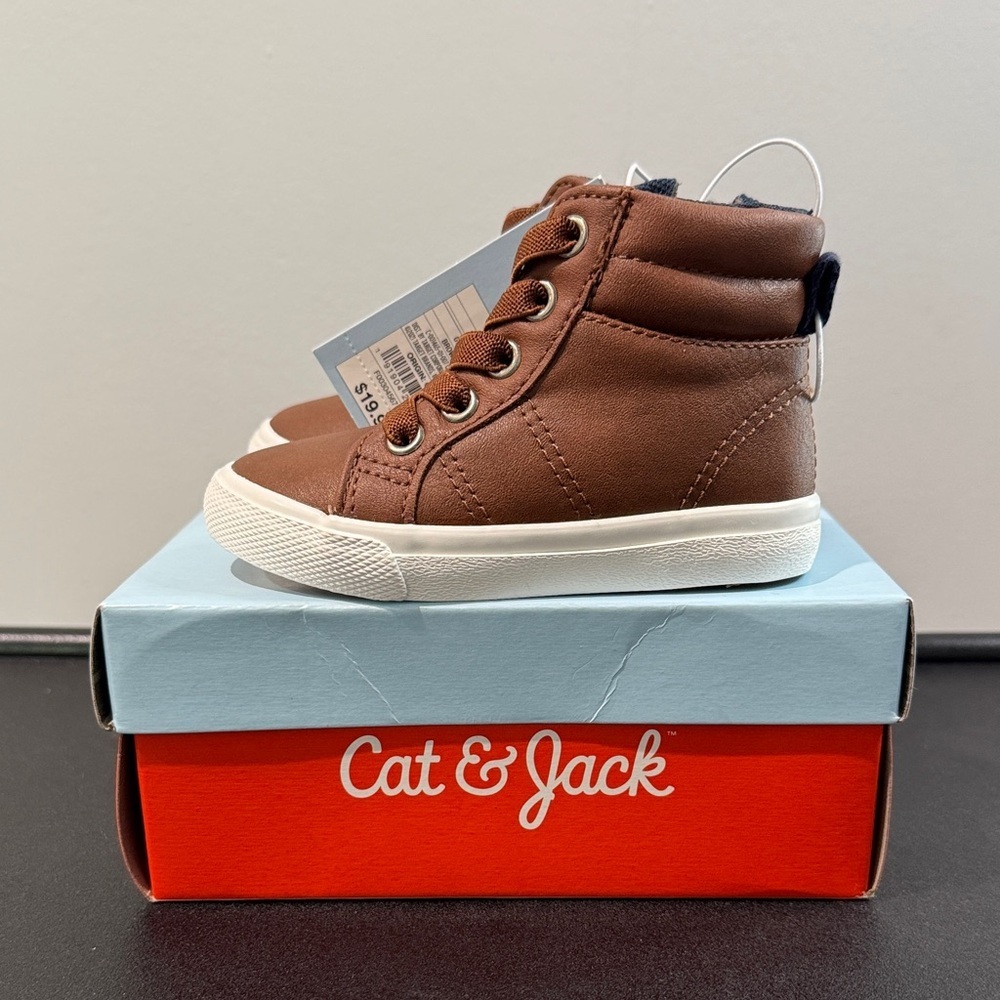 Cat & Jack Target Toddler Rylan Brown High-Top Sneakers Size 5 New NWT NIB